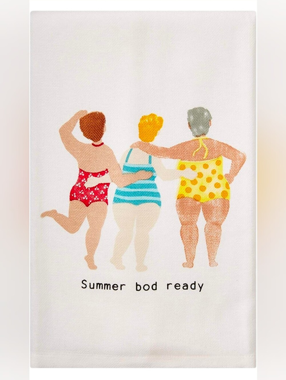 MUD PIE Funny Hand Towel Retro with Colorful Swimsuit Design "Summer Bod Ready"